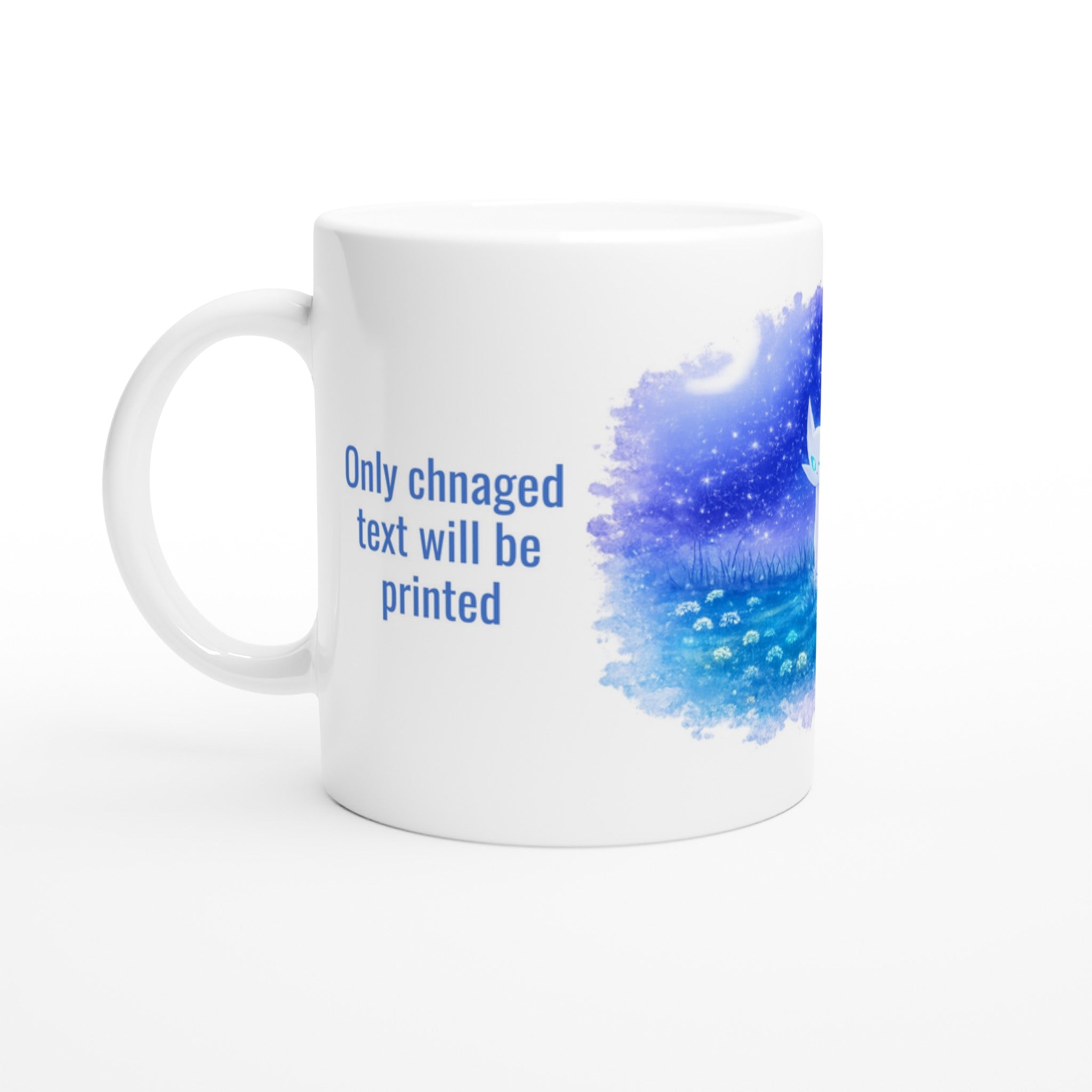 Galaxy Cat Mug cute cat coffee mugs featuring a colorful celestial feline design on a white ceramic mug.